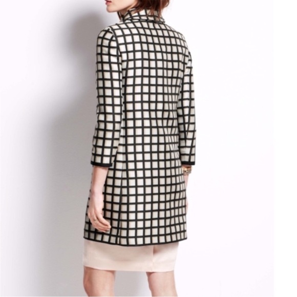 Ann Taylor Windowpane Jacquard Topper Jacket Coat White Black Size S - Picture 4 of 13